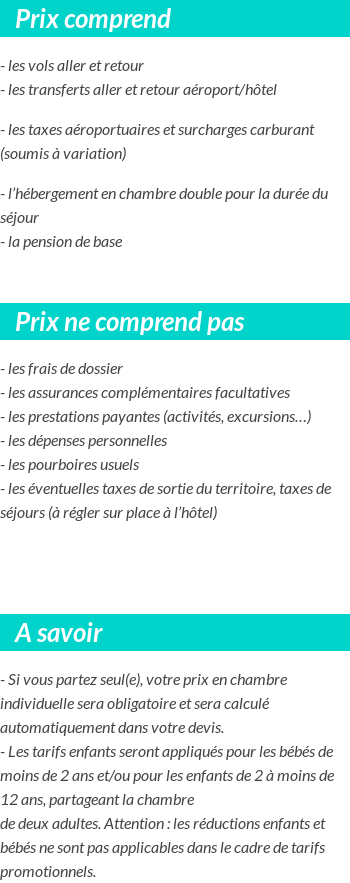 Conditions tarifaires