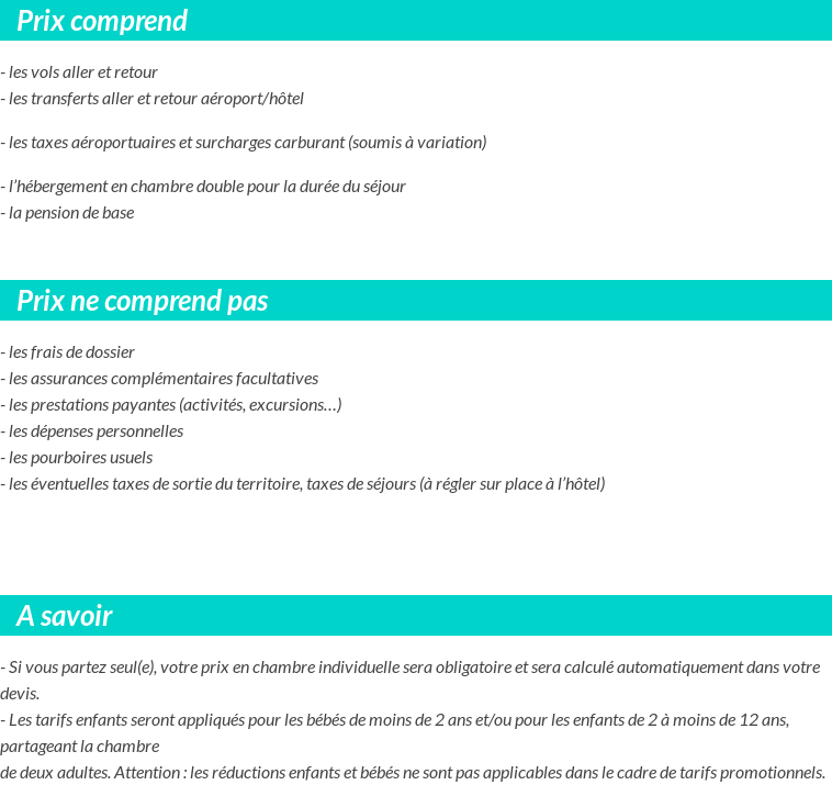 Conditions tarifaires