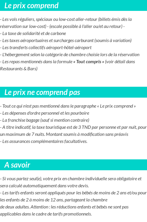 Conditions tarifaires