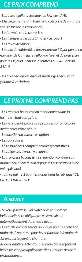 Conditions tarifaires