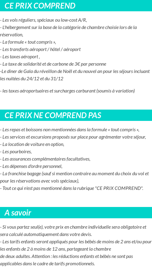 Conditions tarifaires