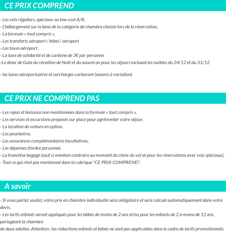 Conditions tarifaires