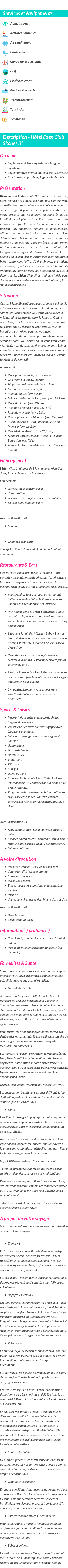 Détails du séjour