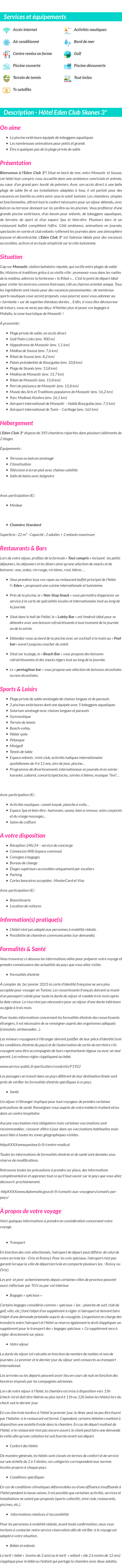 Détails du séjour
