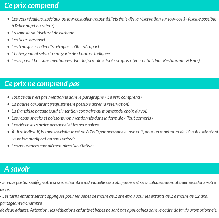 Conditions tarifaires