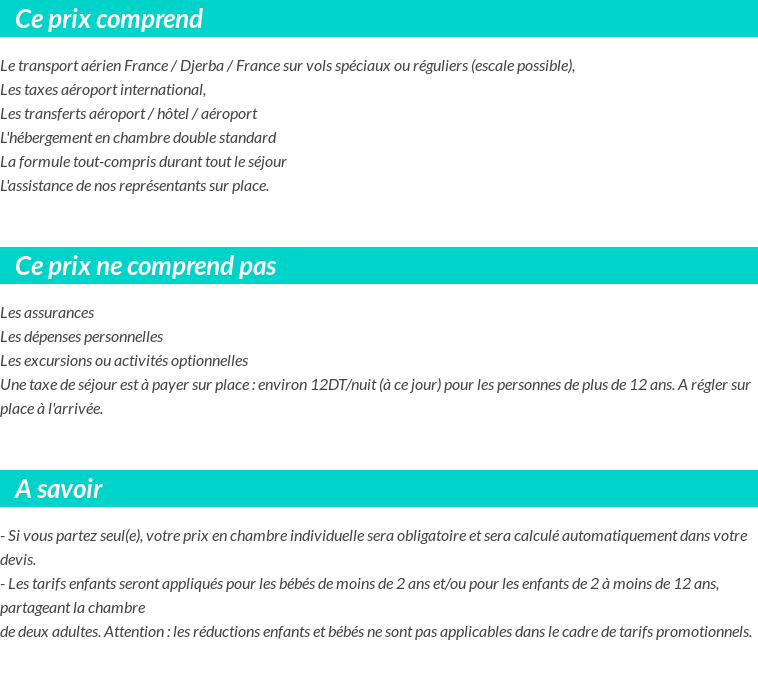 Conditions tarifaires