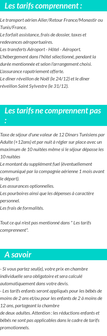 Conditions tarifaires