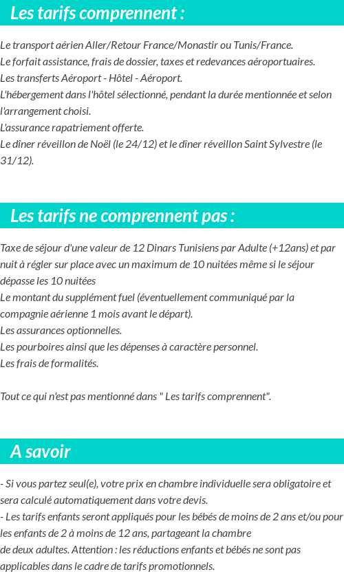 Conditions tarifaires