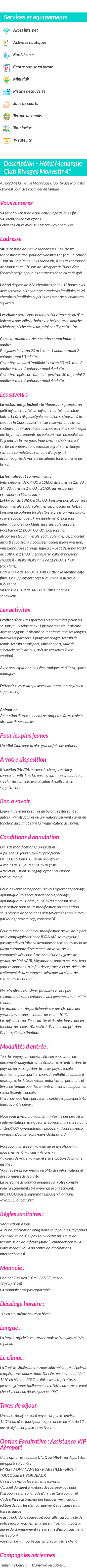 Détails du séjour