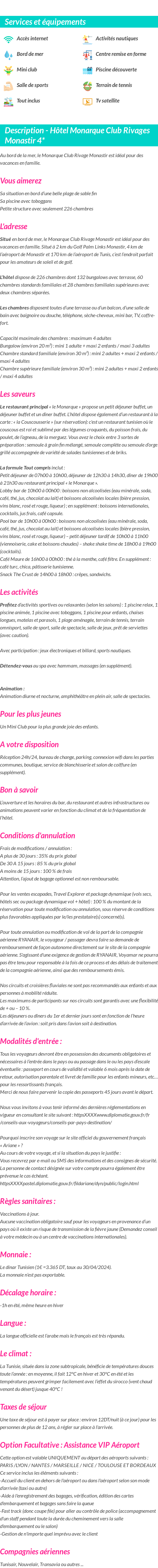 Détails du séjour