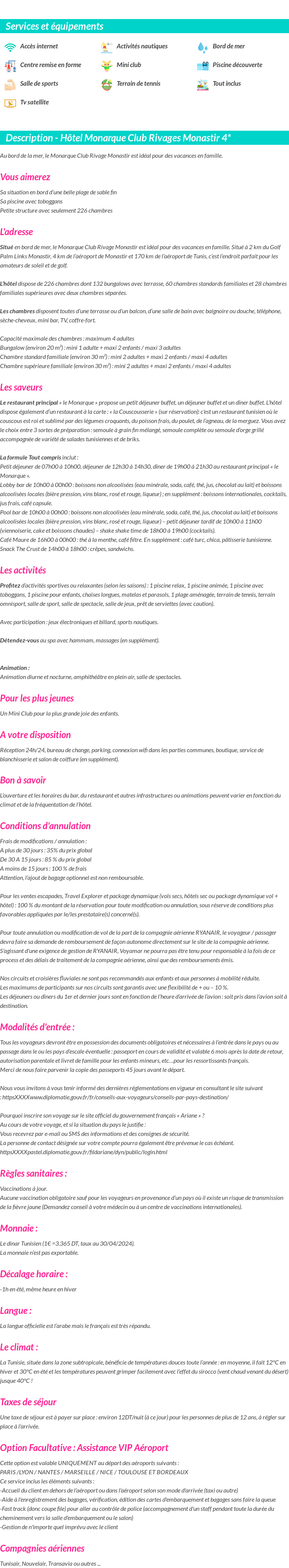 Détails du séjour