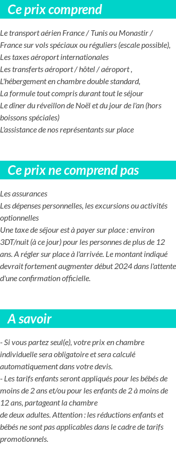 Conditions tarifaires