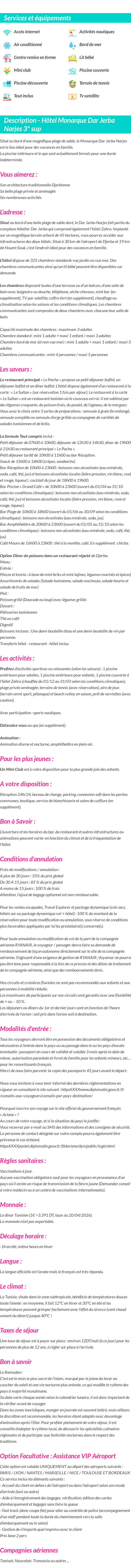 Détails du séjour