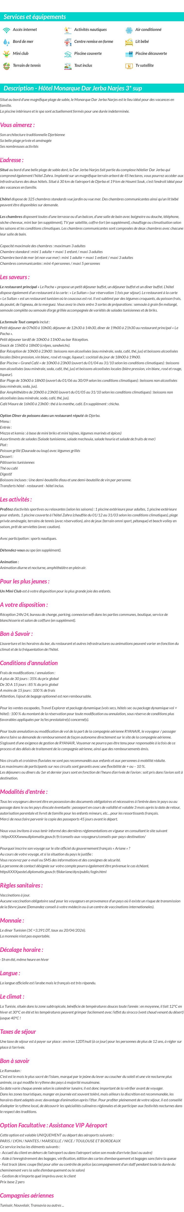 Détails du séjour