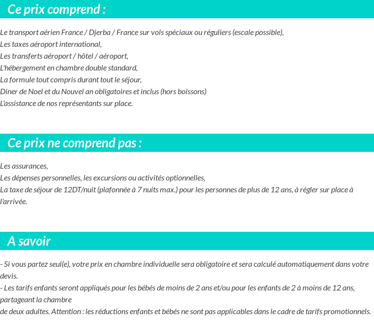 Conditions tarifaires