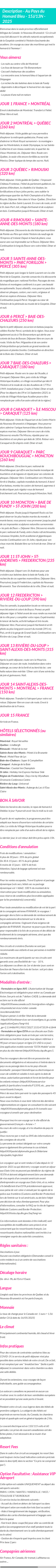 Détails du séjour