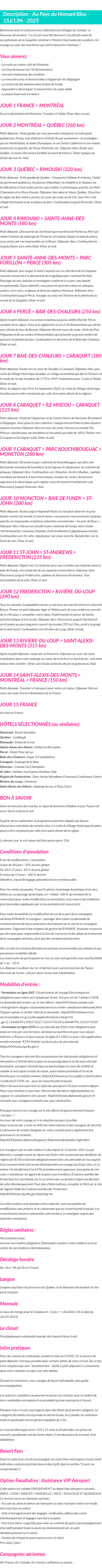 Détails du séjour