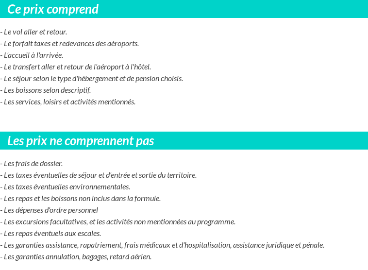 Conditions tarifaires