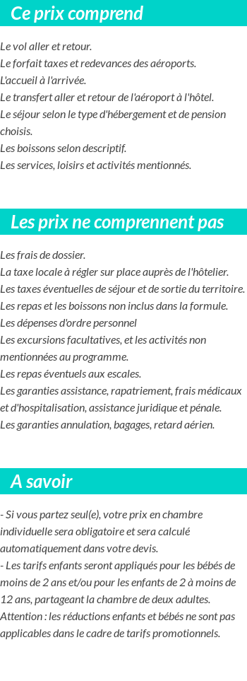 Conditions tarifaires