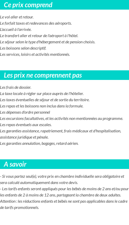 Conditions tarifaires