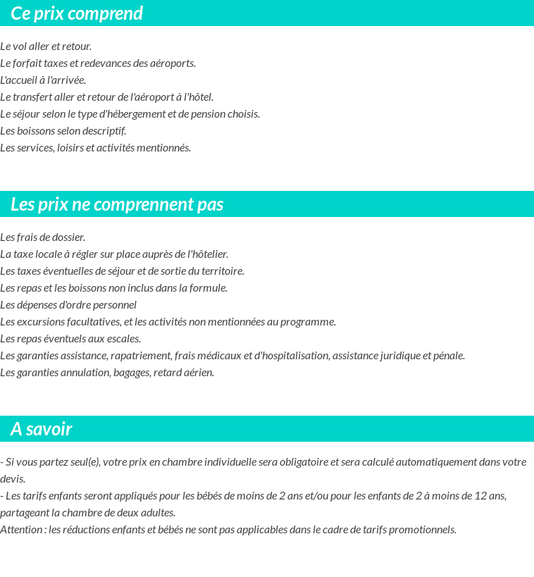 Conditions tarifaires