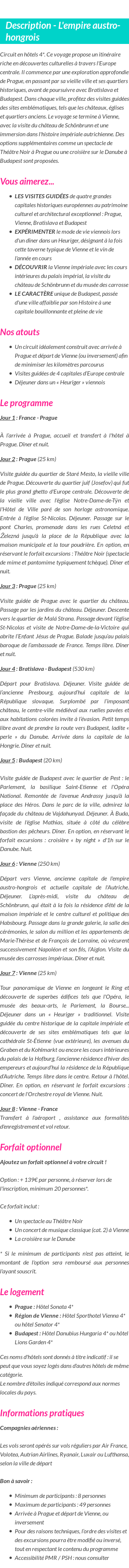 Détails du séjour