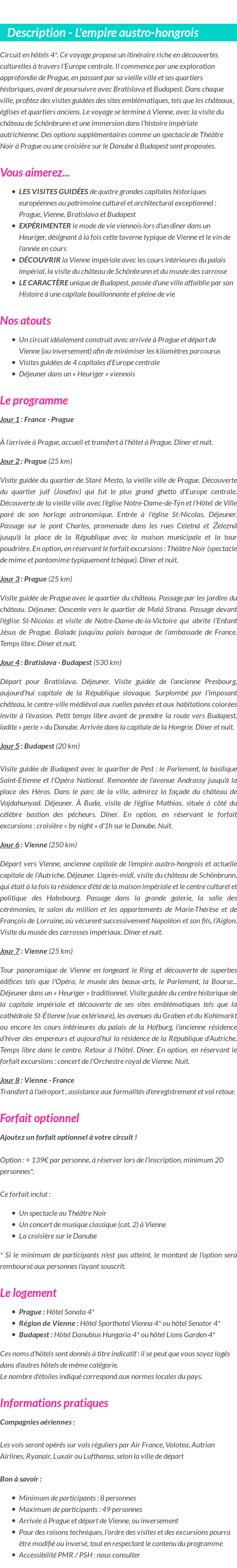 Détails du séjour