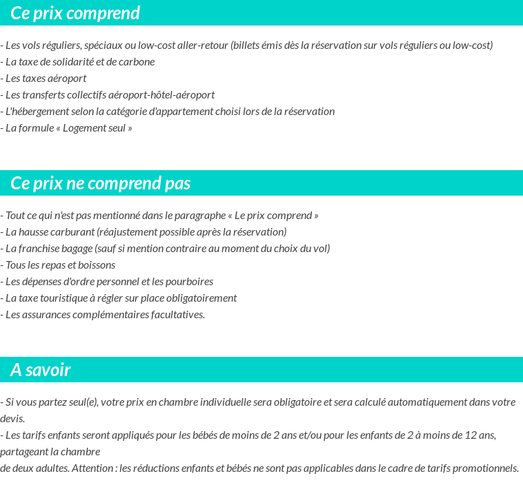 Conditions tarifaires