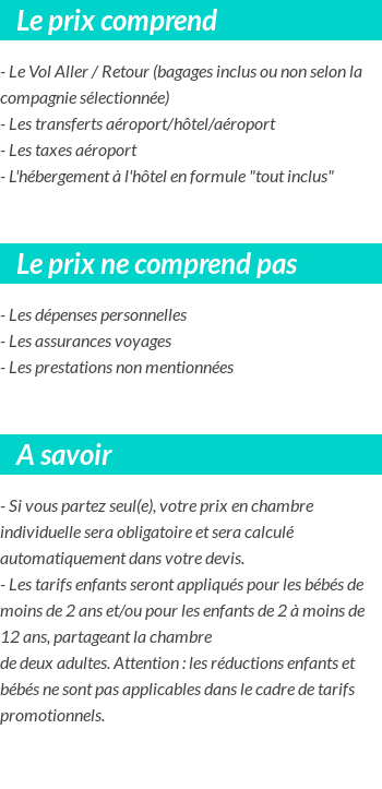 Conditions tarifaires