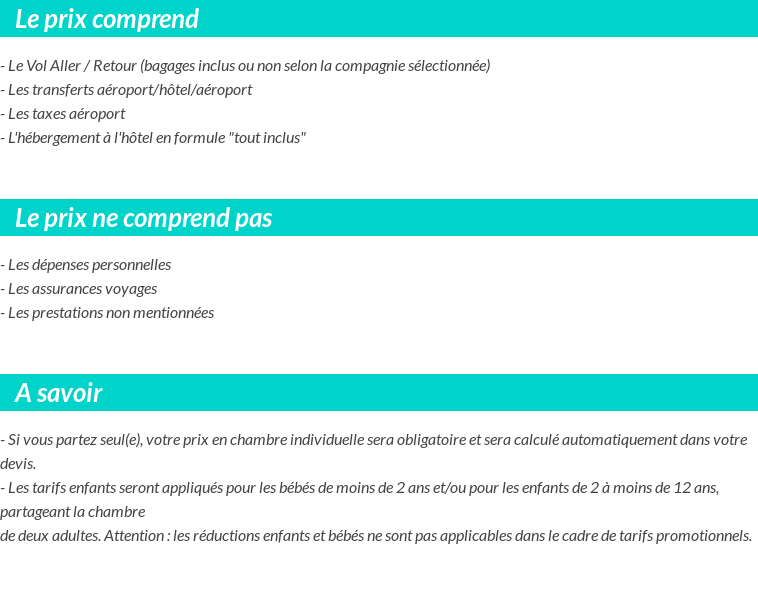 Conditions tarifaires