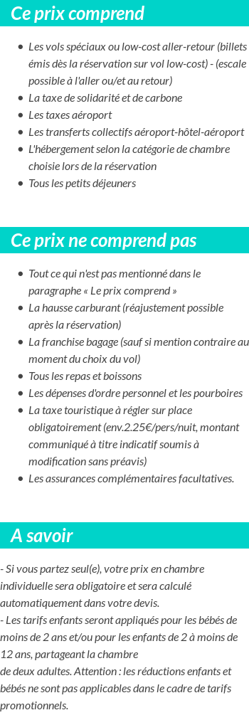 Conditions tarifaires