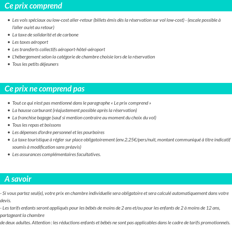 Conditions tarifaires