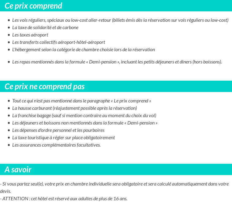 Conditions tarifaires
