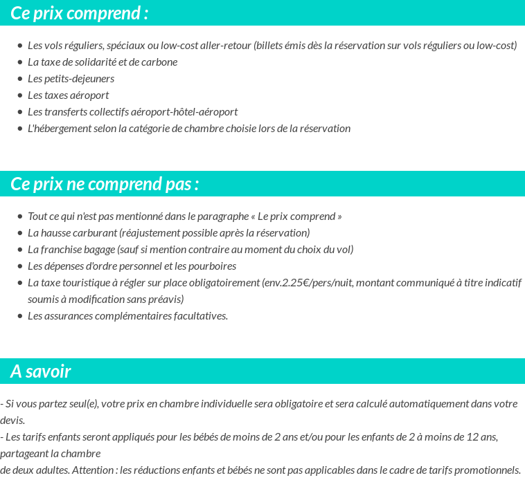 Conditions tarifaires