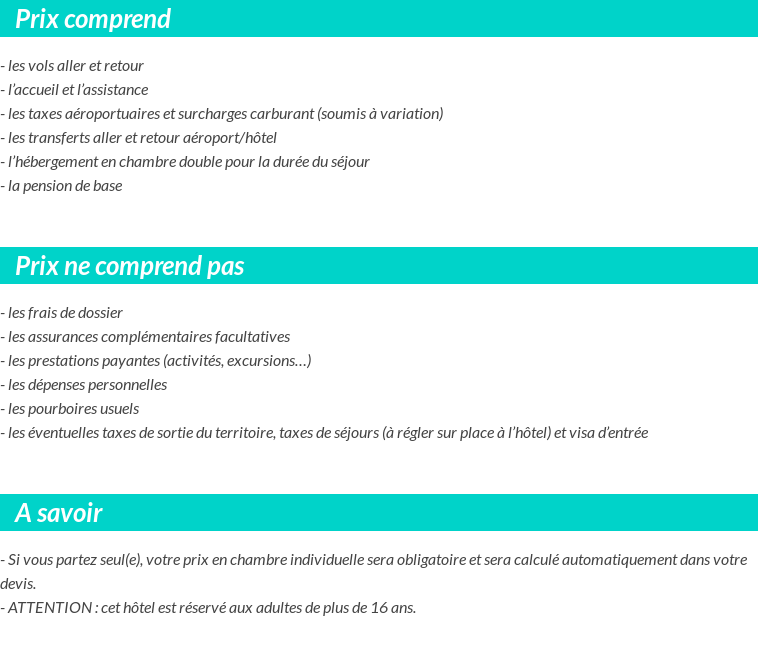 Conditions tarifaires