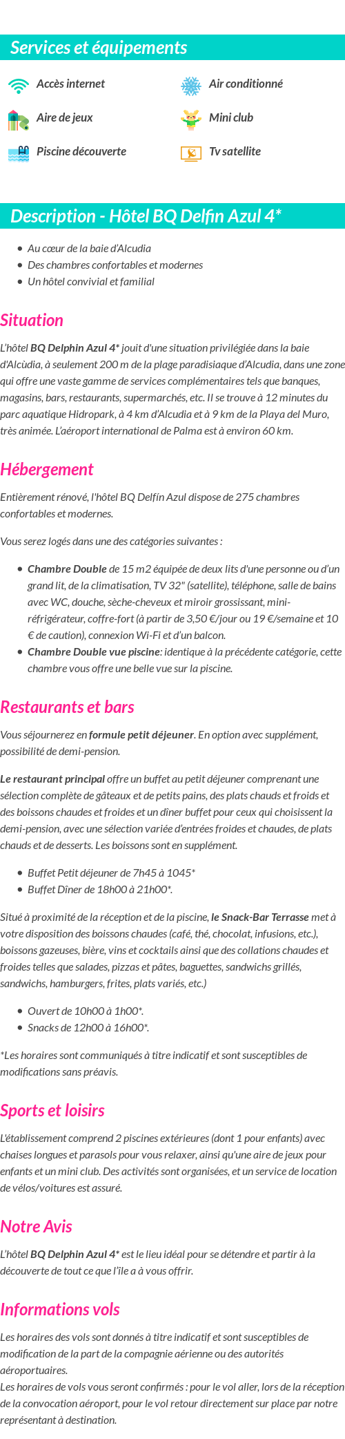 Détails du séjour