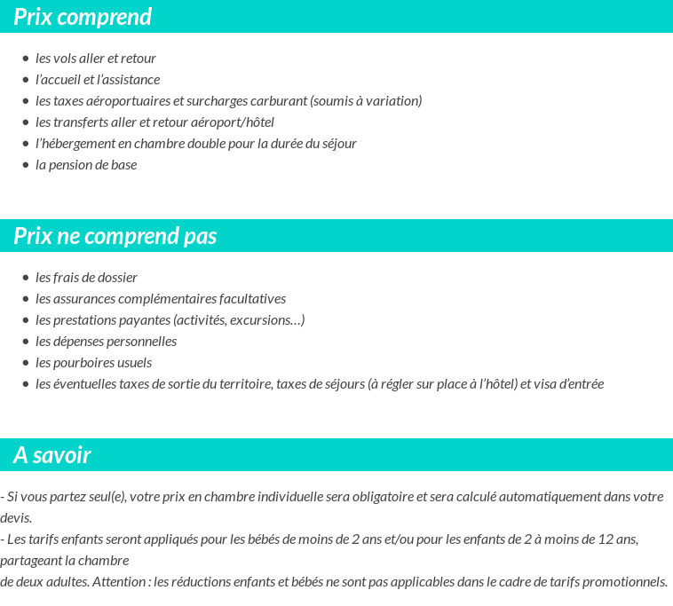 Conditions tarifaires