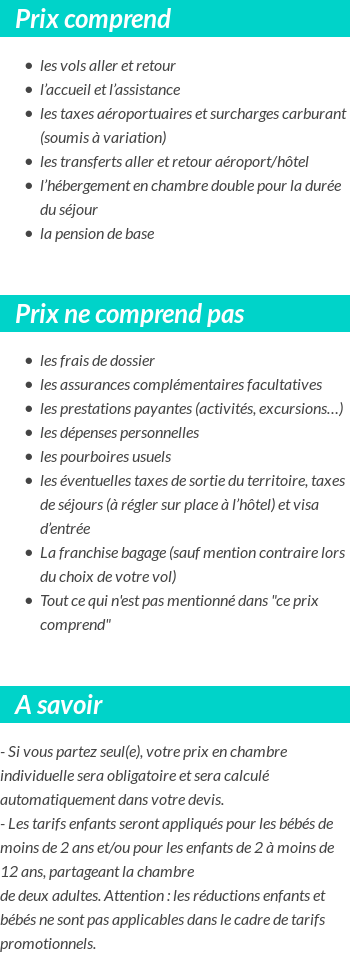 Conditions tarifaires