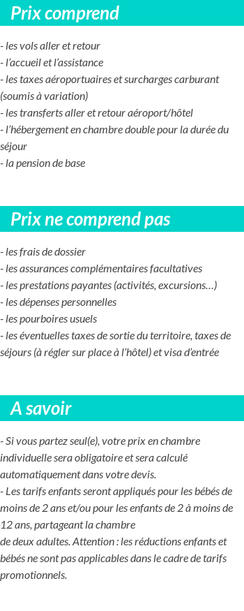Conditions tarifaires