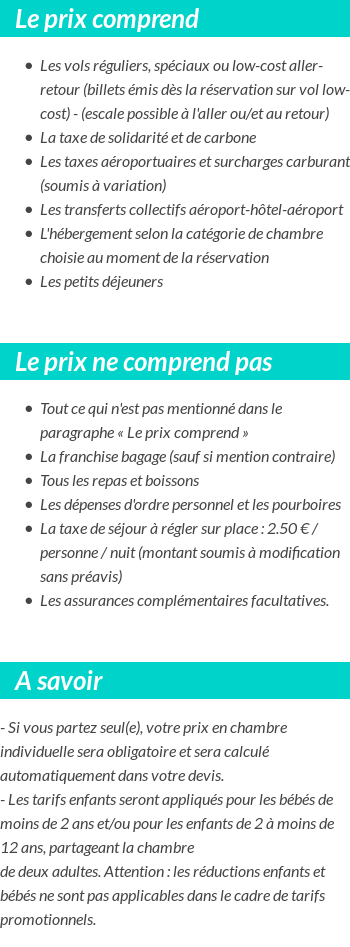 Conditions tarifaires