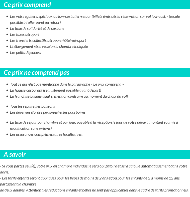 Conditions tarifaires