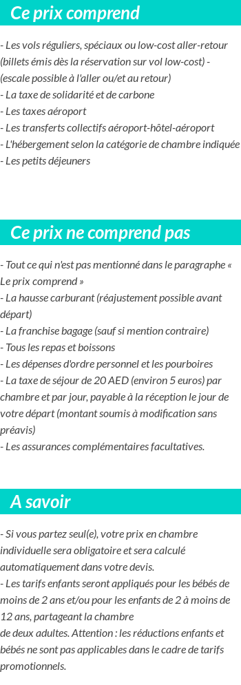 Conditions tarifaires