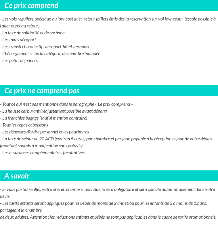 Conditions tarifaires