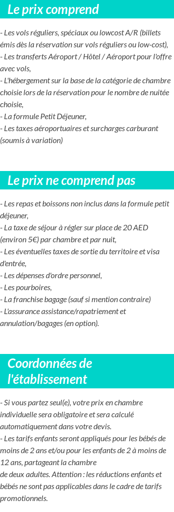 Conditions tarifaires