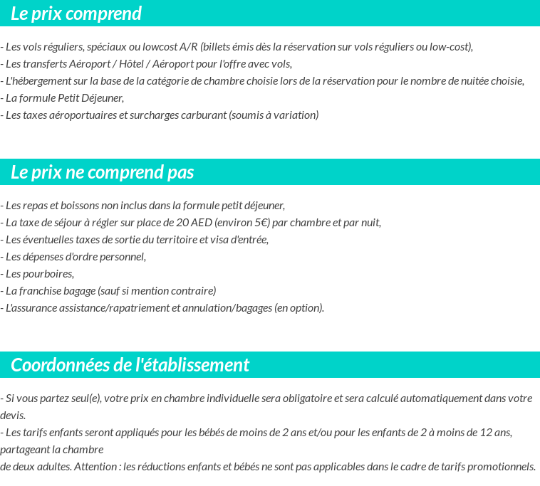 Conditions tarifaires