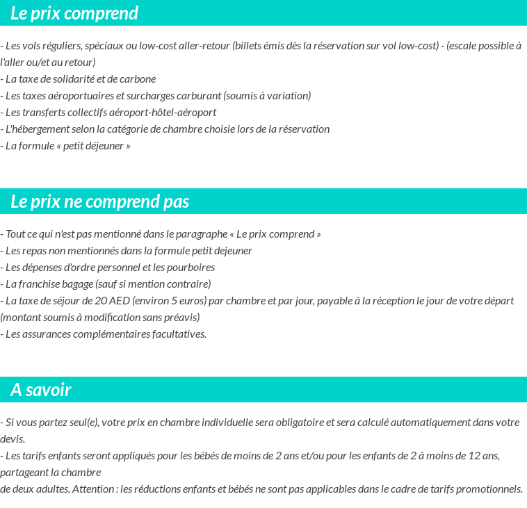 Conditions tarifaires