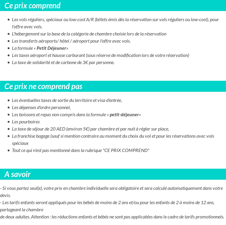 Conditions tarifaires