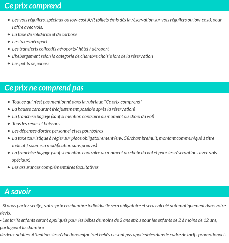 Conditions tarifaires