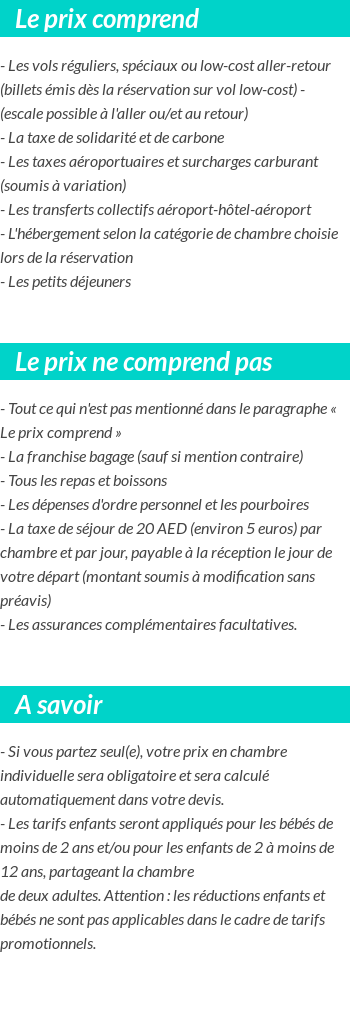 Conditions tarifaires