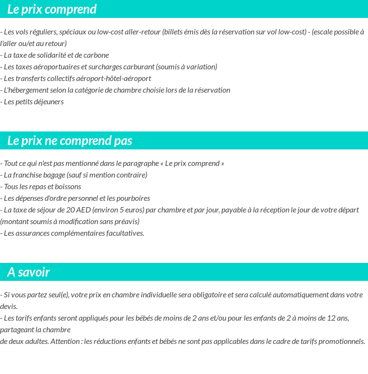 Conditions tarifaires